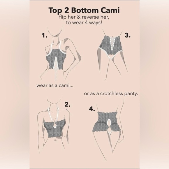 NWT We Are HAH Top 2 Bottom Black Lace Convertible Cami XS - Picture 6 of 13